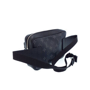 Louis Vuitton Bag Black Outdoor Body Bum Rama Leather Taiga